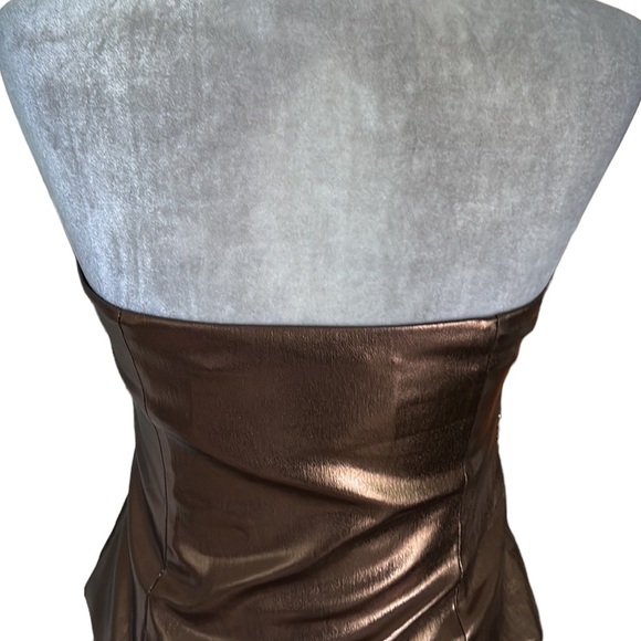 NWT Zara Metallic Bronze Gold Strapless Ruched Corset Cropped Tube Top - M - Picture 11 of 16